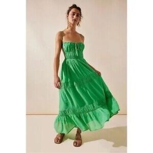 Free People Vibrant Green Strapless Dress